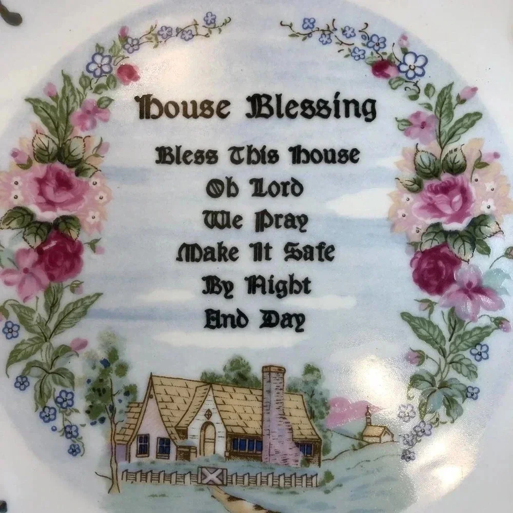Decorative Floral Print  Plate House Blessing